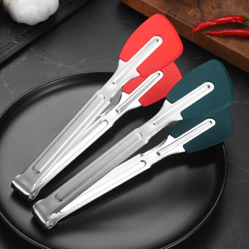 Щипцы для барбекю из нержавеющей стали 304 с силиконовой головкой, кухонные противоскользящие, с длинной ручкой, зажим для стейков, хлеба, сервировочный зажим, кухонная утварь