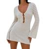 Women Beach Cover Up Solid Color Hollow-Out Front Summer Swimsuit Coverup Bathing Suit Cover Ups Bodycon Dresses