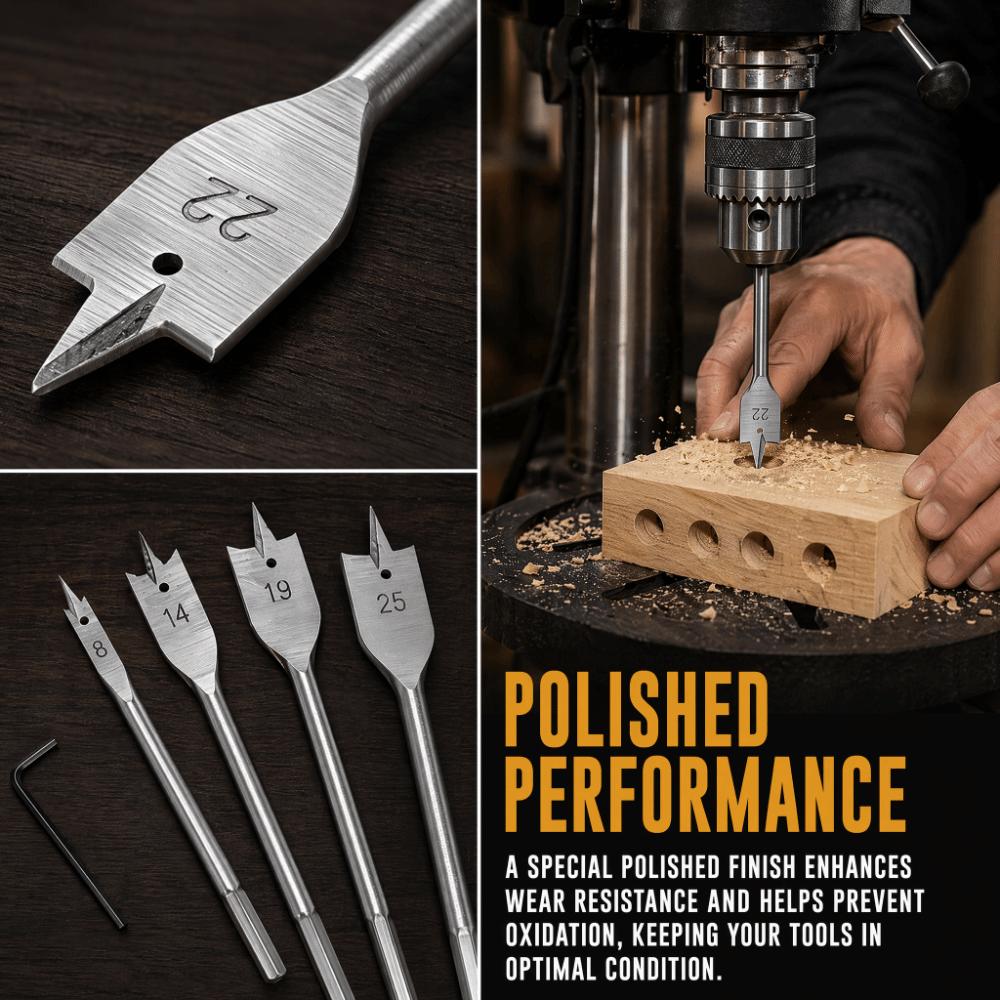 15pcs Hex Shank Flat Wood Drill Bits 6-25mm Paddle Flat Bit Spade Drill Bit Set For Wood Drilling