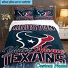 Custom Name 3PCS Houston-Texans Artwork Bedding Set,Including Duvet Cover And 2pcs Pillowcases Perfect for Bedroom,Dormitory,Fan Christmas Gift