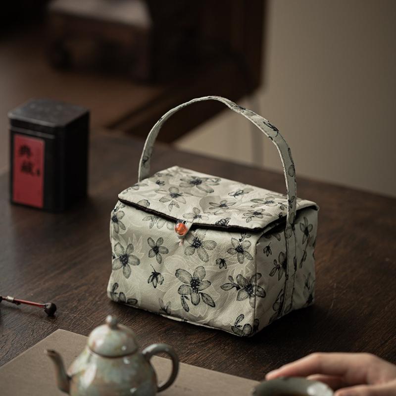Guofeng Fabric Storage Bag Going Out Travel Tea Set Portable Bag Tea Ceremony Accessories Premium Handbag
