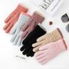 Warm Knitted Wool Gloves For Women, Piled And Thickened Fingers, Simple Cycling, Cycling, Cold-Proof Students