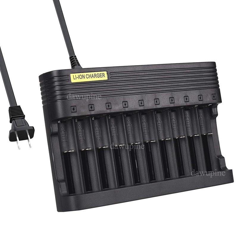 4.2V 6A 10 Slots 18650 Lithium Battery Charger for 14500 16340 16350 18500 26650 10400 18350 Rechargeable Batteries EU US PLug