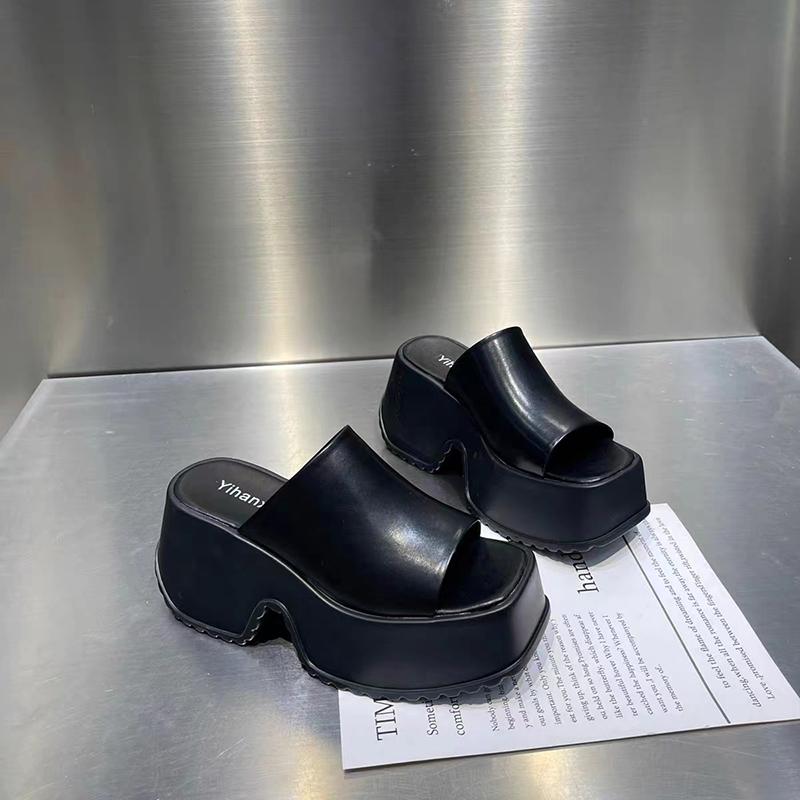 Designer Summers Chunky Women Slippers Fashion Elegant Open Toe Platform Thick Heel Slides Ladies Outdoor Beach Sandalias