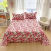 Red Flower Printed Flat Bed Sheets for Double Bed Single/Queen/King Reactive Printed Top Sheets for Beds Sabanas Cama 150x200