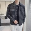 Men's Trendy Korean-Style Houndstooth Leather Jacket - Casual and Versatile Spring Fashion with High-Grade Lapel