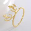 SR0010 Christmas Sterling Silver Antler Ring, Women's Niche Design, Ins Style Jewelry in Gold