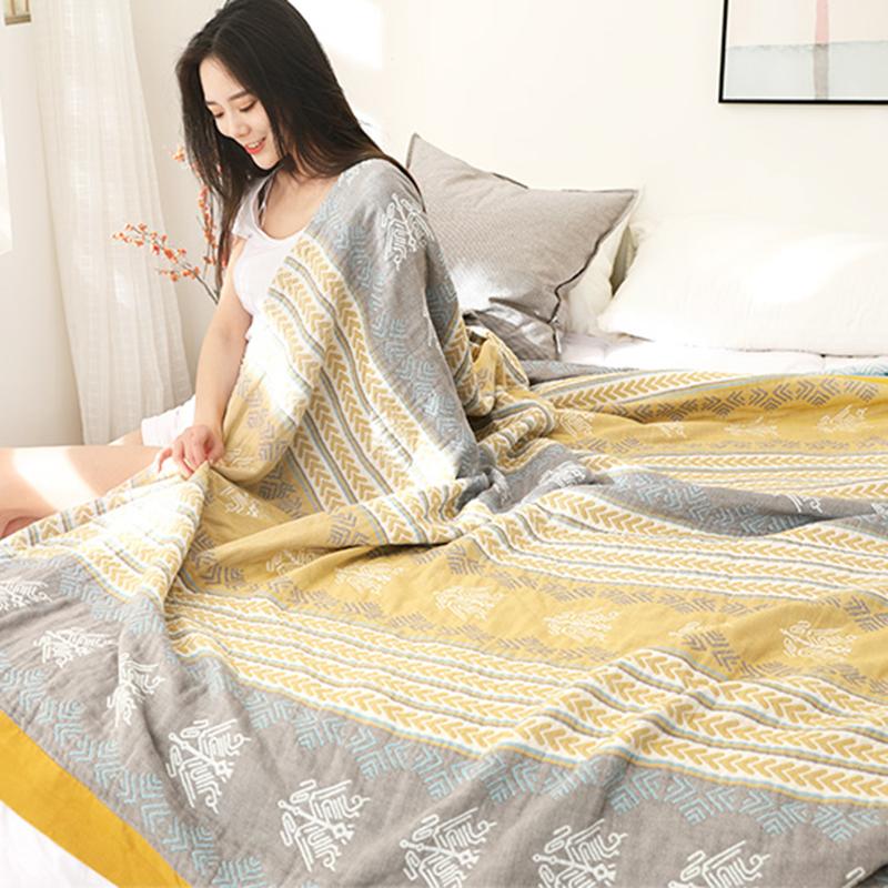 Five Layers of Cotton Gauze Summer Blanket Soft Skin Friendly Breathable Towel Blanket 100% Cotton Absorb Sweat Cooling Quilt