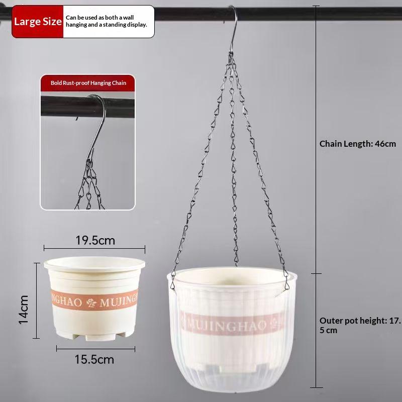 Transparent Hanging Basket Flower Pot For Lazy People Self-Priming Hydroponic Resin Large Diameter Fall-Resistant Shampoo