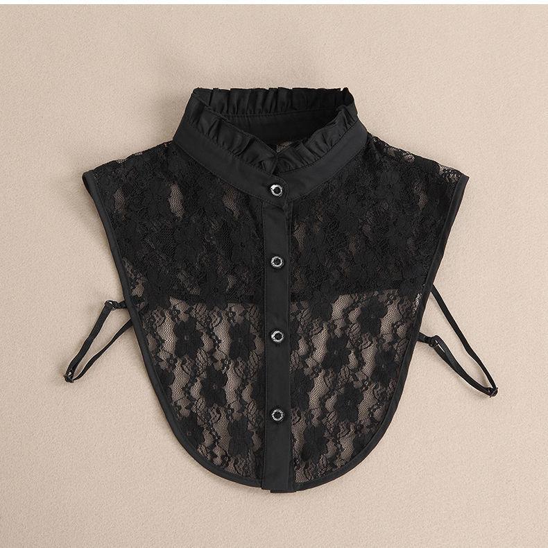 1PCS Fashion Front Tie White Fake Collar for Women Stand Detachable Collar Fake Girls Vintage Lace Ladies False Blouse Collar
