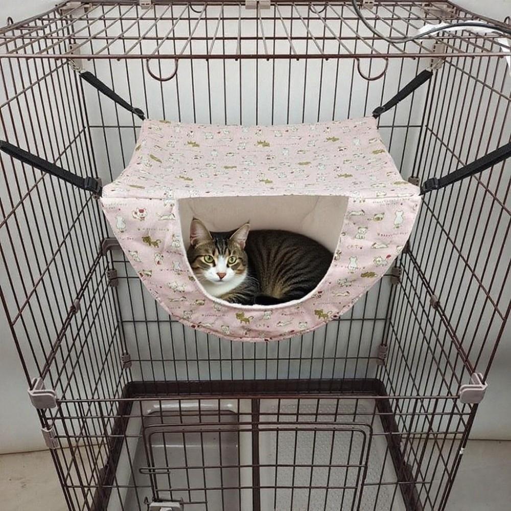 Breathable Cat Cage Hammock Adjustable Lanyard Cat Hanging Bed Kitten Swing Bed  Small Animal