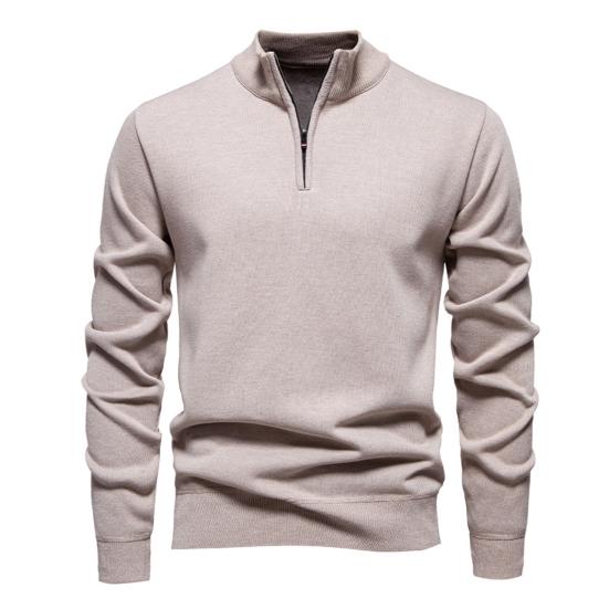 Мужской свитшот со стойкой, на молнии, с половинной планкой, с длинным рукавом, пуловер, топы однотонные, осенне-зимние теплые топы