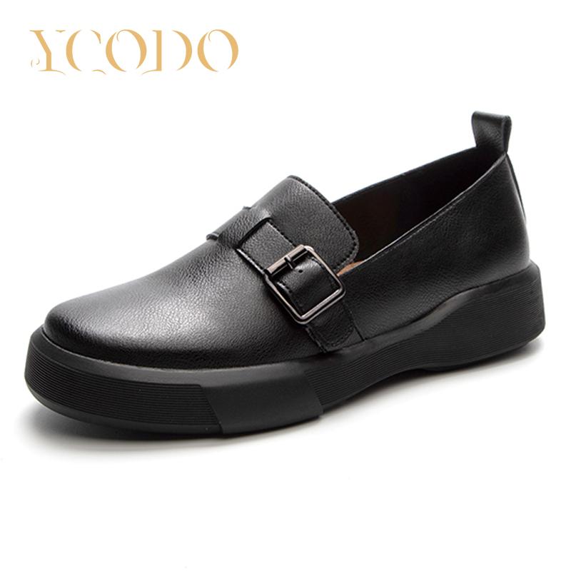 Женщины и девушки-студенты, лето, весна, осень, повседневные лоферы из натуральной кожи без шнуровки