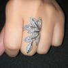 Leaf Decorative Zircon Fashion Ring Female, Index Finger Exaggerated Ring, Hipster Flower Ring