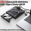 5 In 1 USB 3.0 Type C External CD DVD RW VCD Optical Drive with SD/TF Ports DVD Burner CD Writer Super Drive For Laptop Notebook