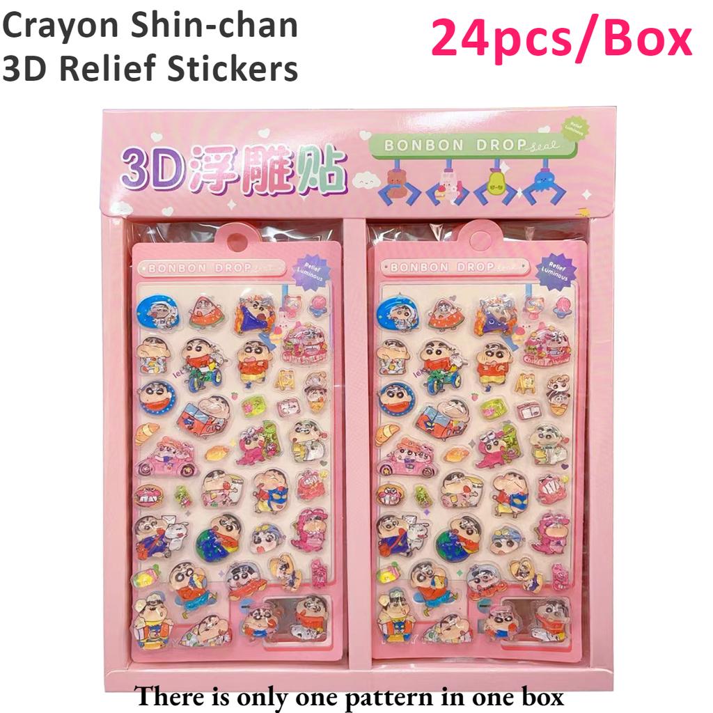 2025Kawaii Crayon Shin Chan Cartoon 3D PET Relief Water Sticker Cute DIY Mobile Phone Case Decoration Sticker