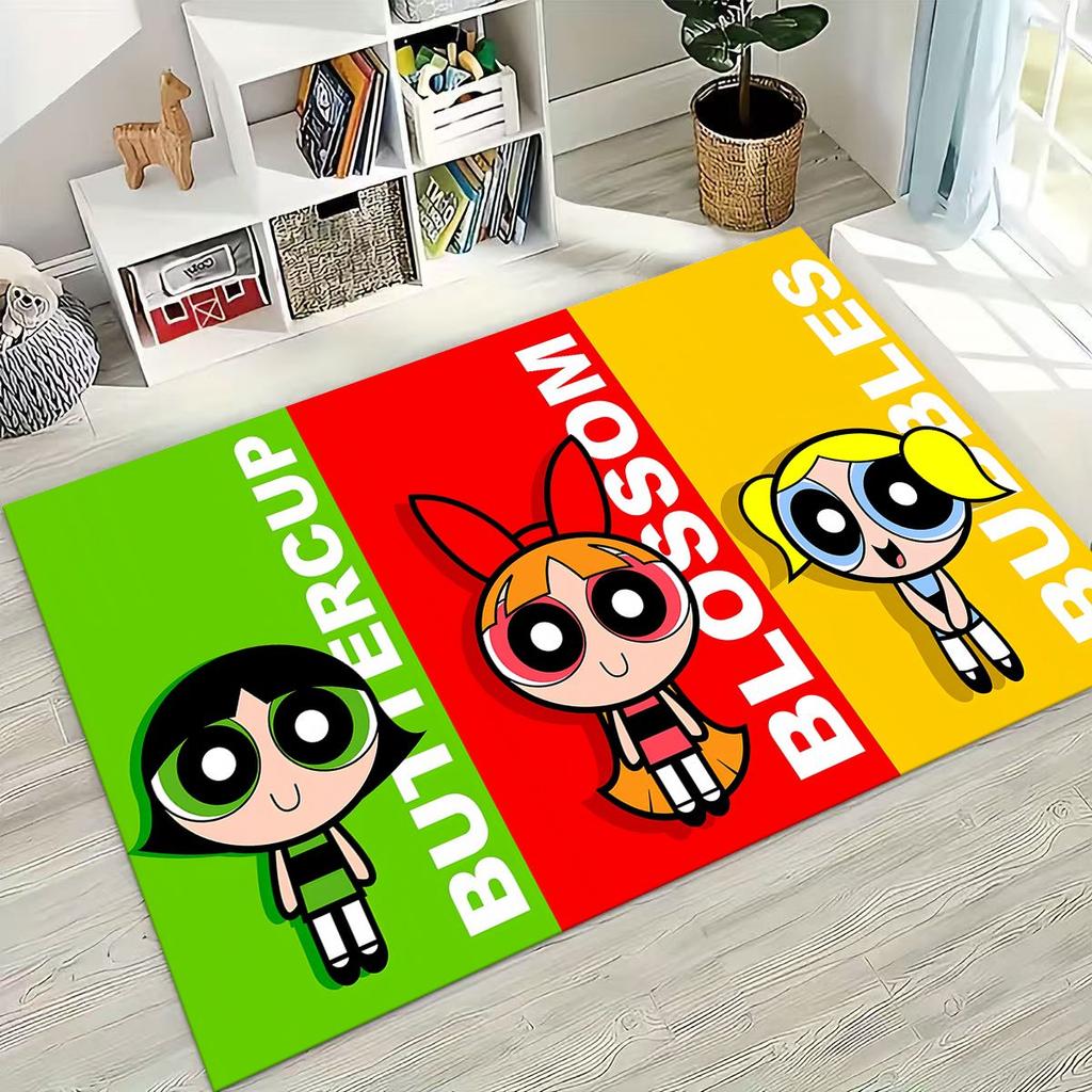 Мультяшный P-Powerpuff Girl Милый Арт Ковер Коврик для Спальни Гостиной Дивана Домашний Придверный Коврик Декор, Большой Детский Нескользящий Напольный Коврик