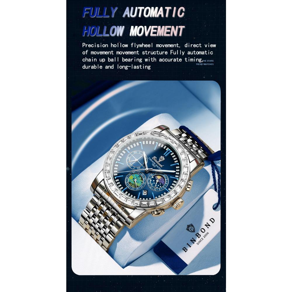 BINBOND Luxury Scratch-Resistant Quartz Wristwatches For Men Luminous Waterproof Auto Date Men's Watch Sports Casual