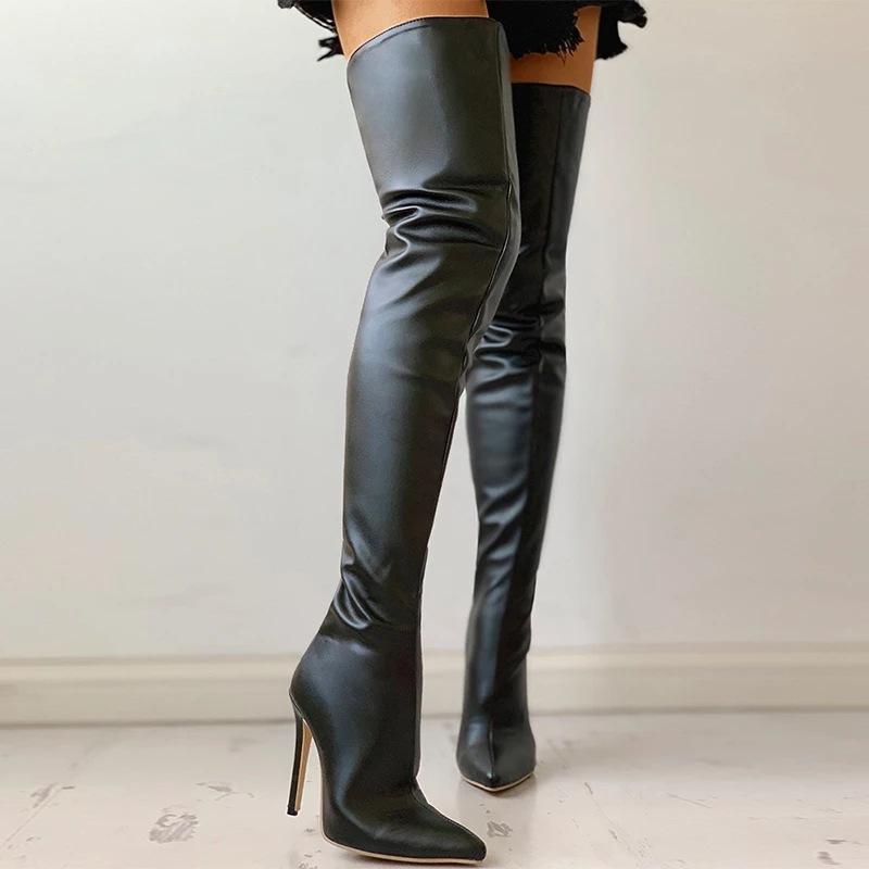 Women Over The Knee Boots Female Zip Sexy Black Long Boots Woman Thin Heel Ladies Pointed Toe Party Boots Women'S Autumn Shoesh8