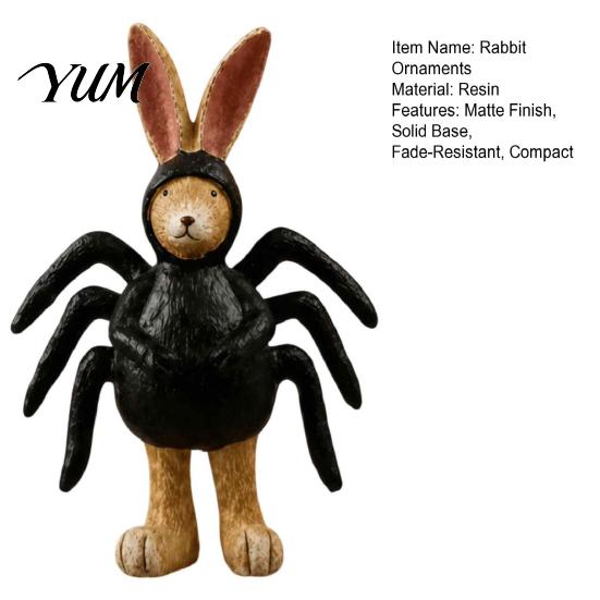 Sweet Cool Rabbit Decor Halloween Spider Bunny Figurine, Resin Statue with Legs, Spooky Cute Tabletop for Bookshelf Mantel, Gift Small Display