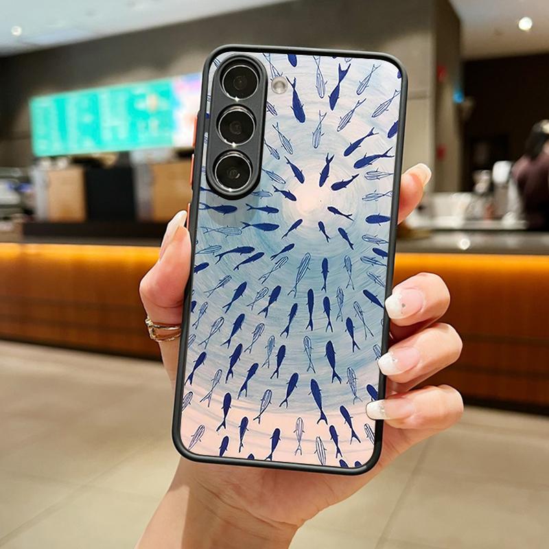 Чехол для телефона с узором «Морские животные» для Samsung S25 S24 Fe S22 Plus Ultra S23 S21 A56 A36 A55 A16 A54 A35 A52 A25 A15 A14 5g A32 4g Матовый Твердый Чехол