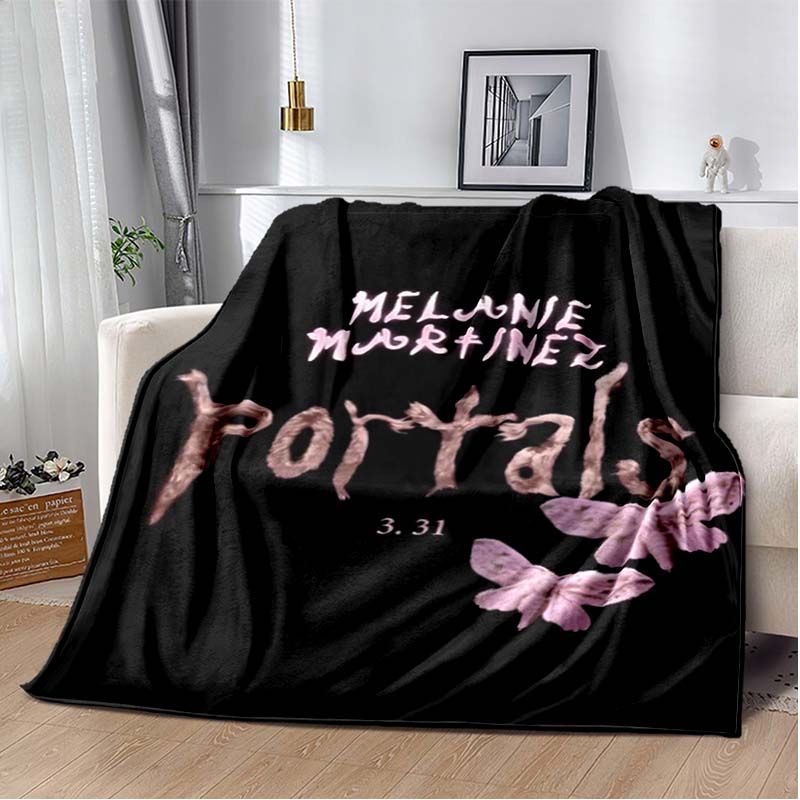 Pink & Black Gothic Collage Print Flannel Blanket, Edgy Witchy Throw Blanket