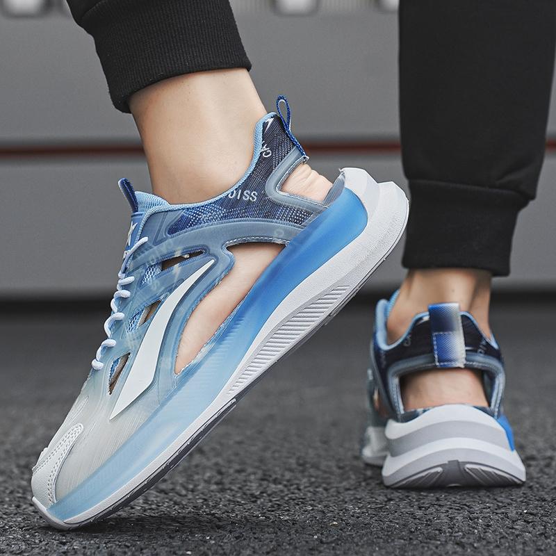 Мужские спортивные сандалии, летние женские пляжные туфли, белые школьные сетчатые кроссовки для бега, парная обувь, дышащие, большого размера