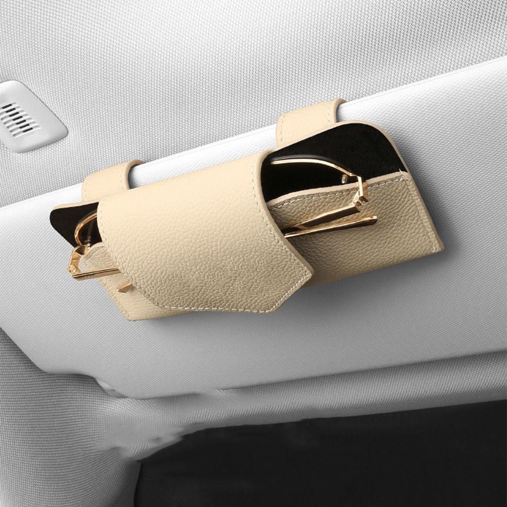 PU Leather Auto Eyeglasses Storage Case Auto Sun Visor Glasses Holder  for Car Sun Visor