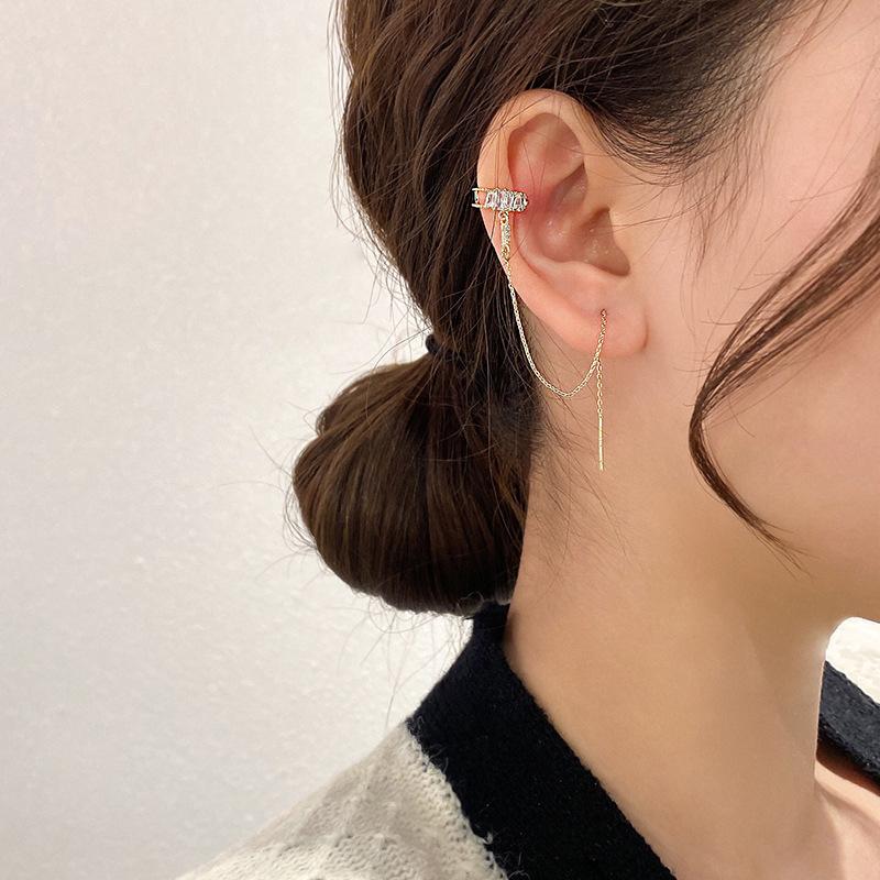 Earline, Earbone Clip, Интегрированные серьги, Женский дизайн с длинной кисточкой, Популярная мода и простые серьги