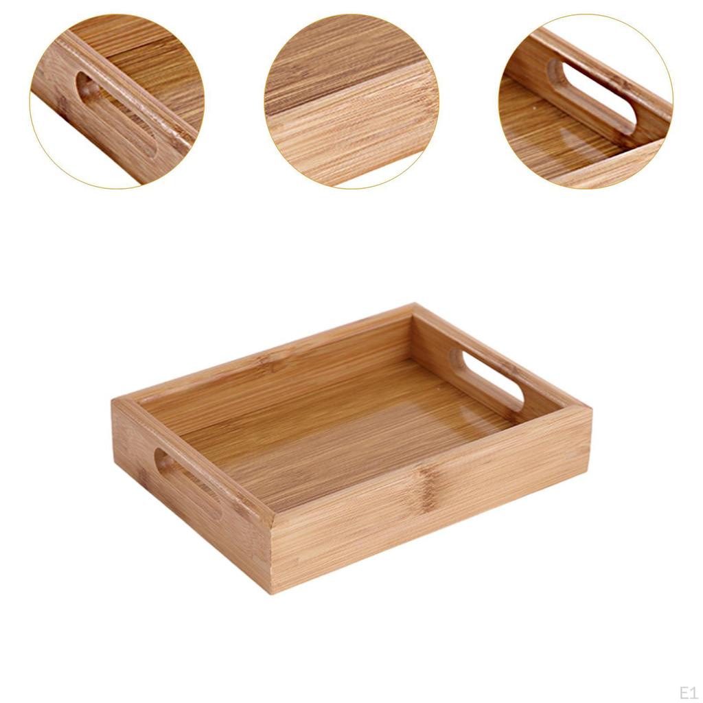 Bamboo Serving Tray Coffee Tea Platter Rectangle Buffet Platters for Bread Dessert Displays