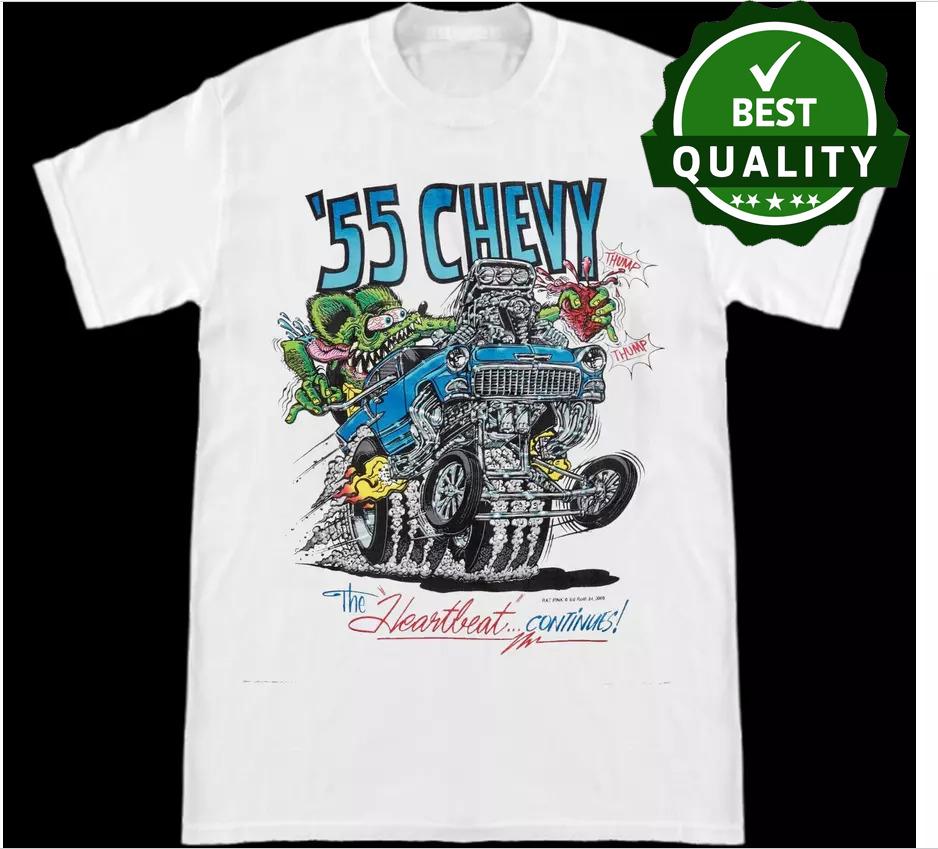 Ed Big Daddy Roth Rat Fink '55 Chevy Hot Rod White Cotton T-Shirt Unisex T-Shirt