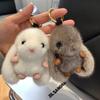 Cute Fluffy Rabbit Keychain Ring Plush Pompon Bunny Bag Pendant For Couple Car Key Ring Jewelry Gifts