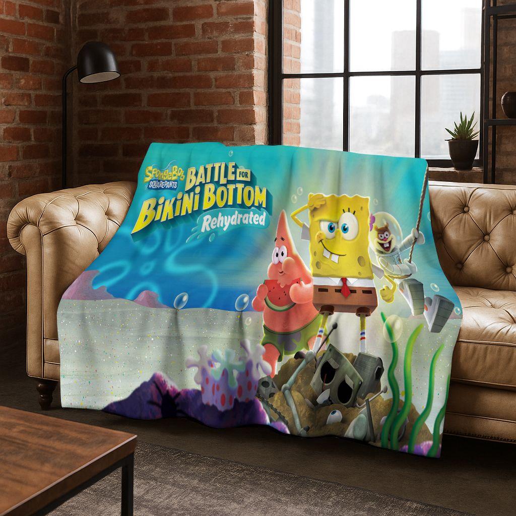 Cartoon S-SpongeBob SquarePants Patrick Star Flannel Blanket Soft Throw Blanket for Bed Bedroom Living Room Travel Picnic Gift