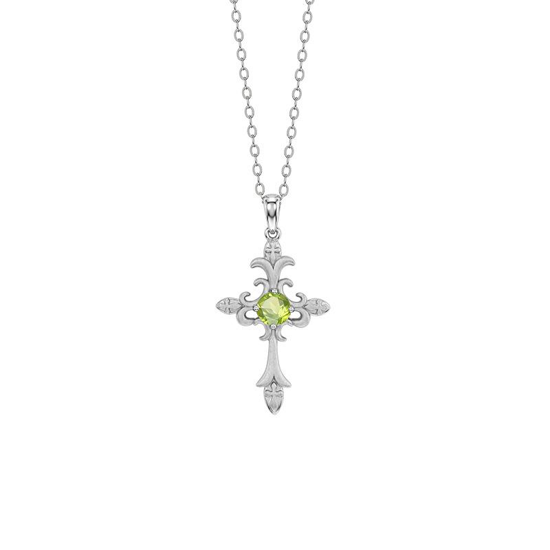 Embossed Craft Cross S925 Sterling Silver Necklace Women's European Sweet Cool Wind Natural Color Treasure Niche Personalized Clavicle Chain
