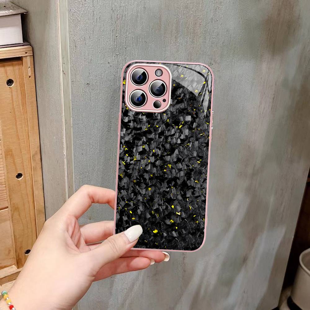 Чехлы из кованого карбона Закаленное стекло Для iPhone 14 13 12 11 Pro Mini XS MAX 14Plus X XS XR Чехлы