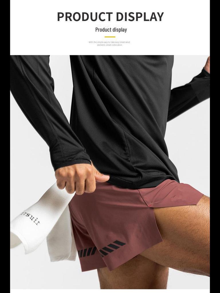 Мужские быстросохнущие эластичные повседневные шорты для бега 2023 года — длина три четверти, простой и свободный крой