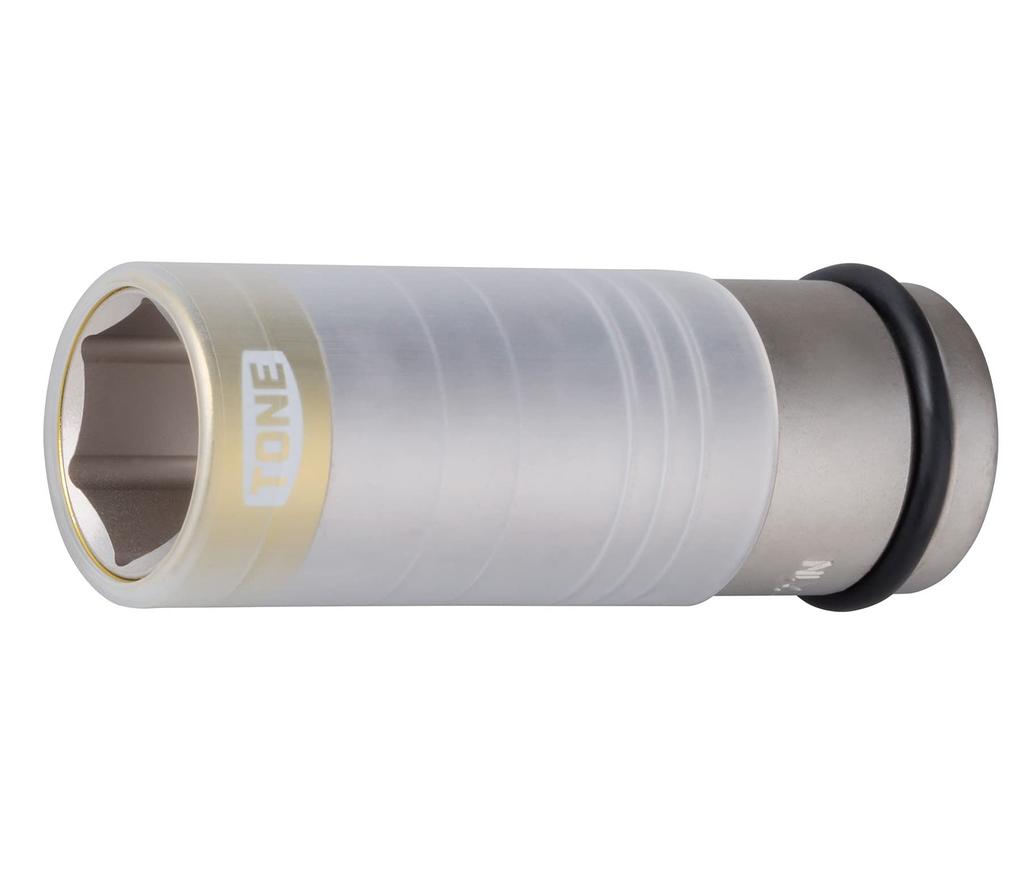 TONE Thin Foil Nut Socket for Impact with Protector Drive Angle Yellow Width Across Flats 21mm 4AP-21N 12.7mm (1/2")
