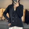 Осенне-зимняя женская трикотажная куртка с воротником для костюма, модный трикотажный кардиган, темпераментные топы