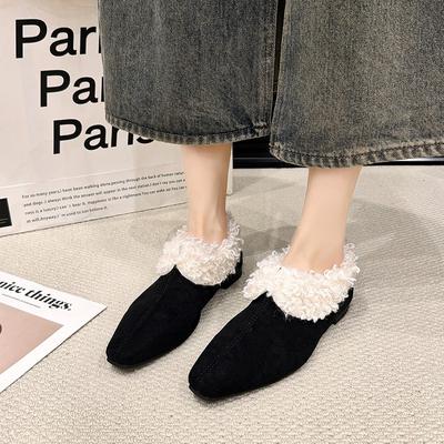 Женские зимние новые туфли на плоской подошве, квадратный носок, глубокий вырез, замшевая мягкая подошва, противоскользящие, износостойкие туфли с низким верхом