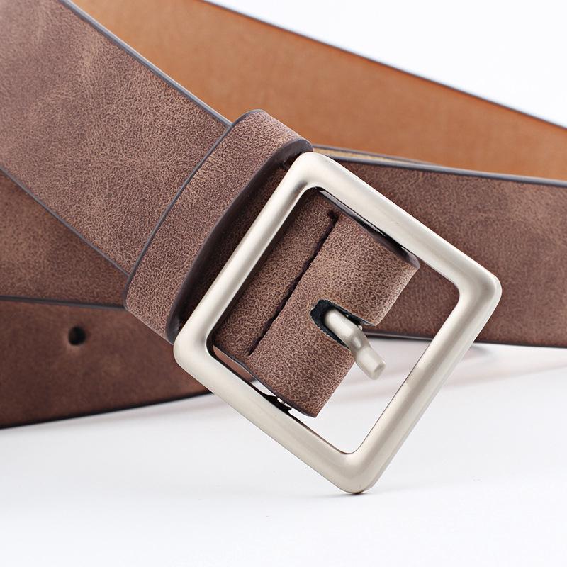 Women Thin Nubuck Leather Belt Alloy Buckle Vintage Waistband Strap