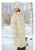 Shoulder down double zipper stand up collar hooded cotton candy down jacket