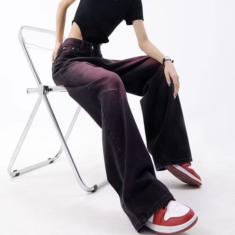 Мужские джинсы в стиле ретро-граффити: Модные, красивые, широкие, свободные, прямые брюки для мытья полов