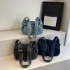 Vintage Denim Shoulder Bag Women's Large Capacity Messenger Bag Multi-pockets Satchel Bags Adjustable Strap Ladies Crossbody Bag