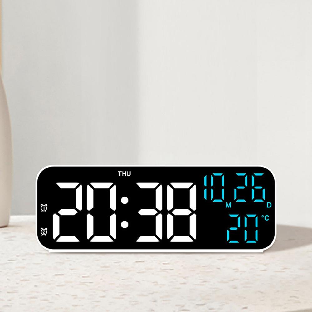 Fashion Digital Alarm Clock Temperature and Date Week Display Night Mode Table Clock Voice Control 12/24H Electronic LED Alarm Clocks