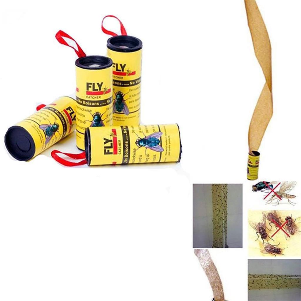 Sticky Fly Strips Catcher Ribbon Paper Strip For Kitchen Garden 4pc