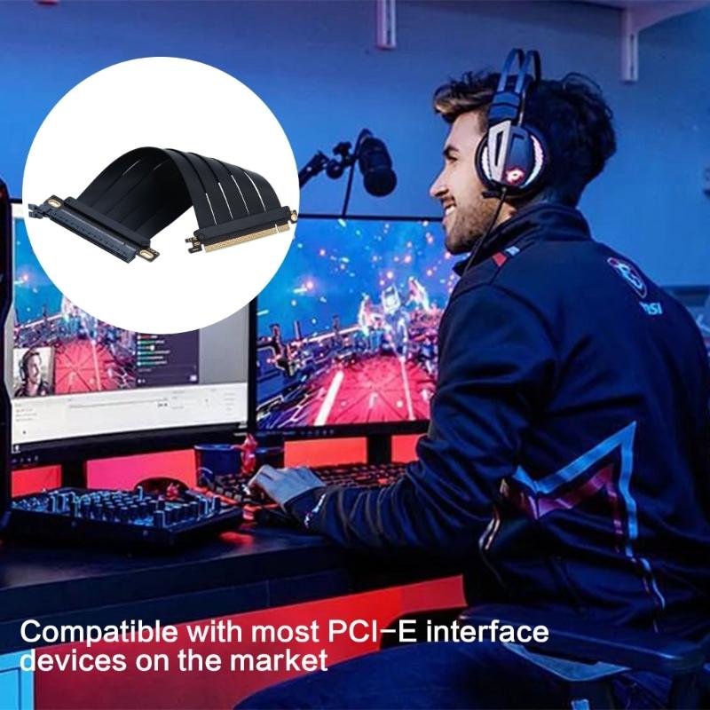 PCIe4.0 16X Risers Cable 20cm Length Enhanceds Signal Integrity ABS Construction Servers Hardware Compatible