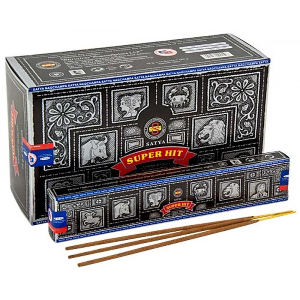 Satya Ароматические палочки Nag Champa Super Hit Agarbatti 180 грамм в коробке | 12 упаковок по 15 грамм в коробке | Экспортное качество