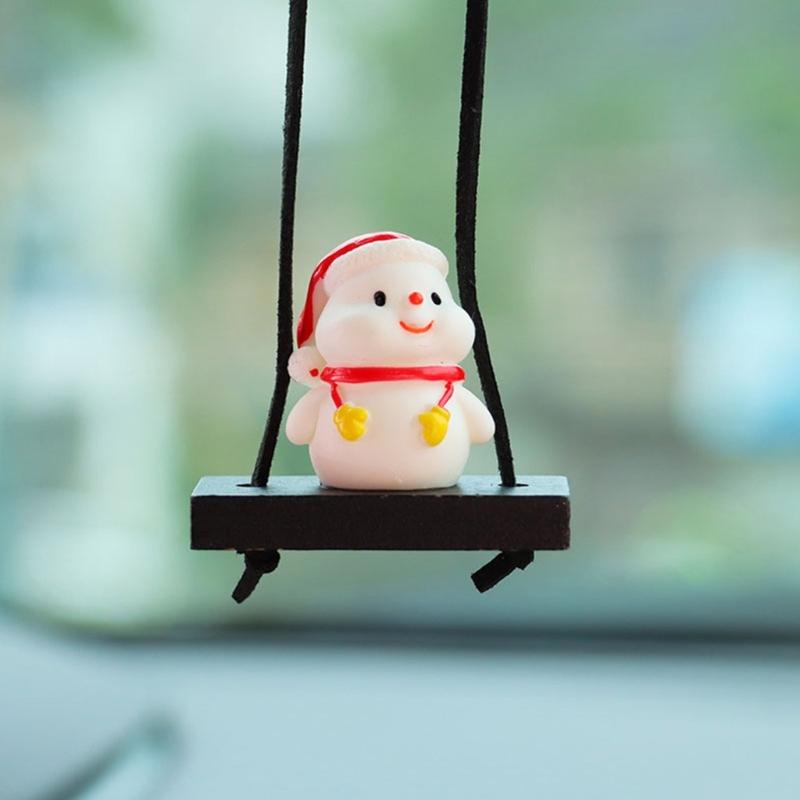 Festival Swinging Santa Auto Mirror Hanging Decoration Resin Christmas Ornament For Car Home Decoration