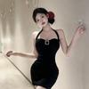 Sexy Cut-Out Backless Mini Dress With Halter Neckline High Waist Sleeveless Women Party Club Outfit
