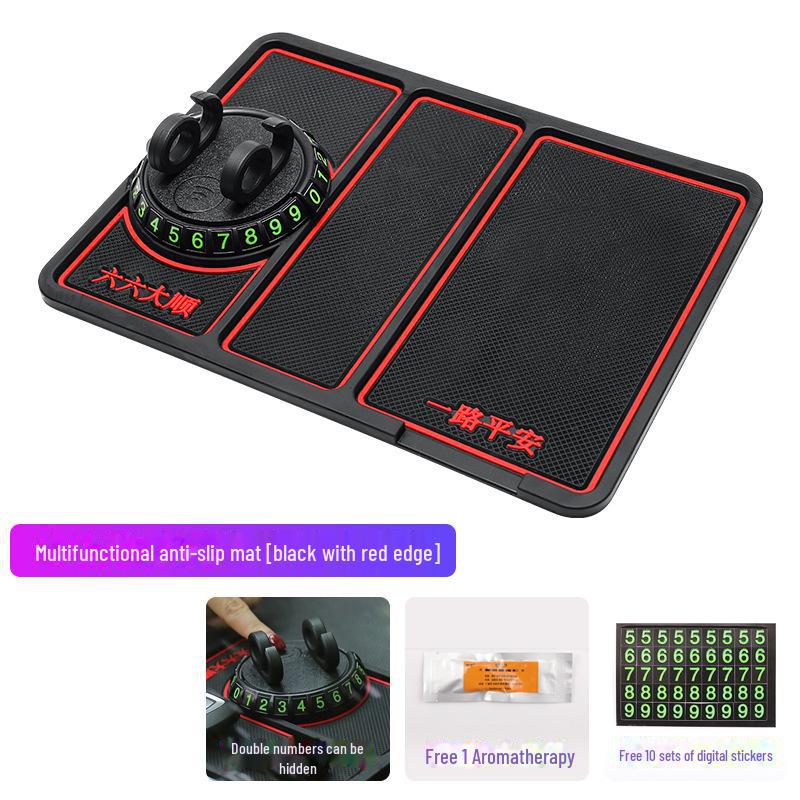 Многофункциональный автомобильный противоскользящий коврик для приборной панели и держатель для телефона с парковочным знаком